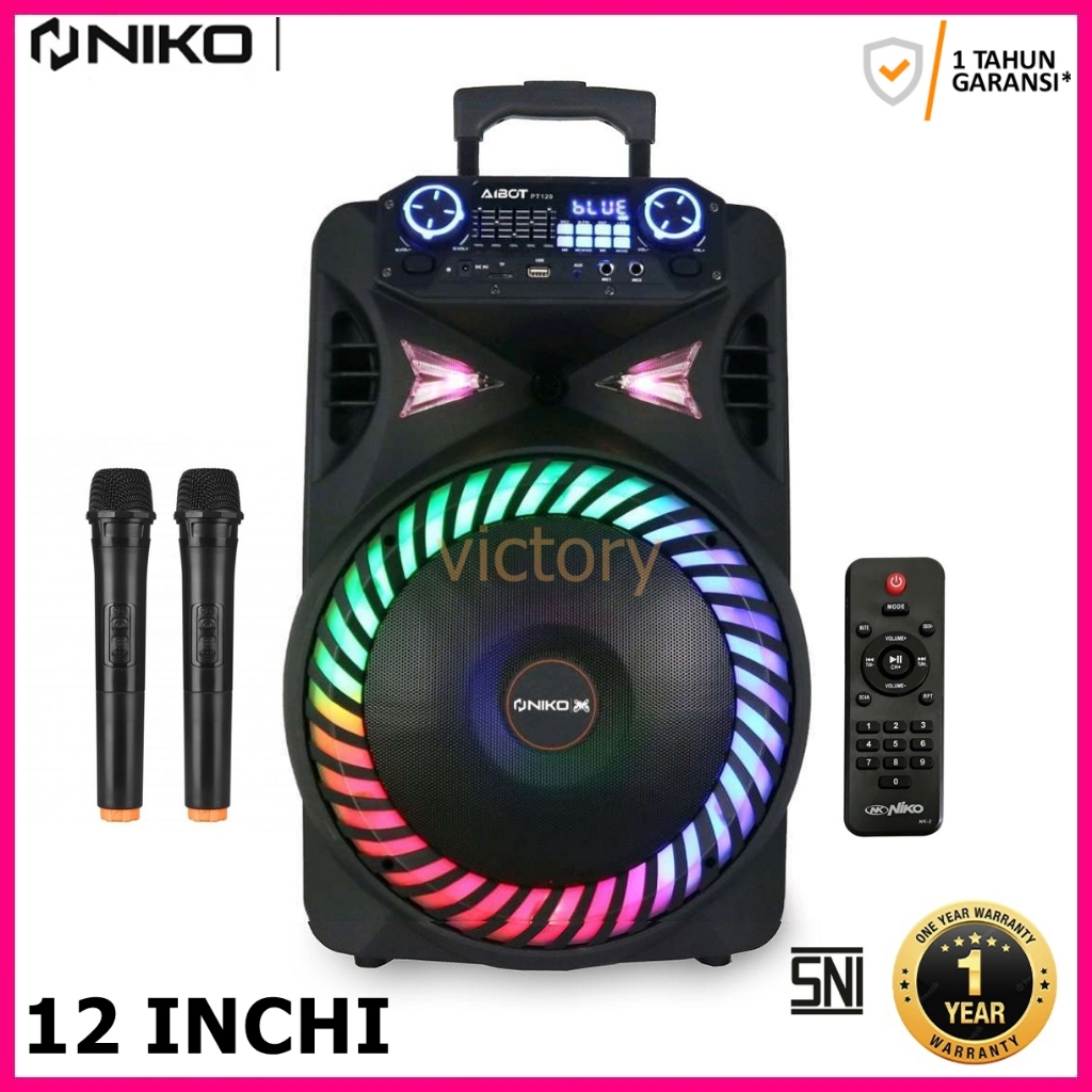 Sepeaker Niko AIBOT PT 120 Ukuran 12 Inchi Free 2 Mic Wireless