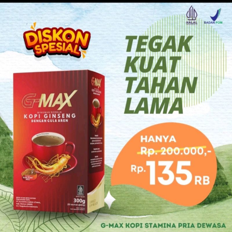 

G MAX KOPI GINSENG HARGA PERSACHET.