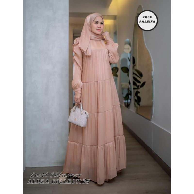 Gamis Shimmer dan Hijab-Gamis Shimmer Elegann Premium