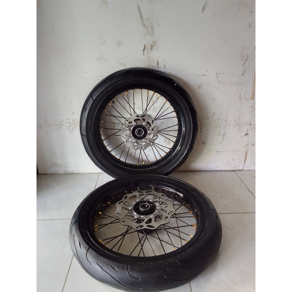 roda set supermoto klx velg rossi ukur 250 300 ring 17 wheelset sumo dtracker ring 17 + piringan