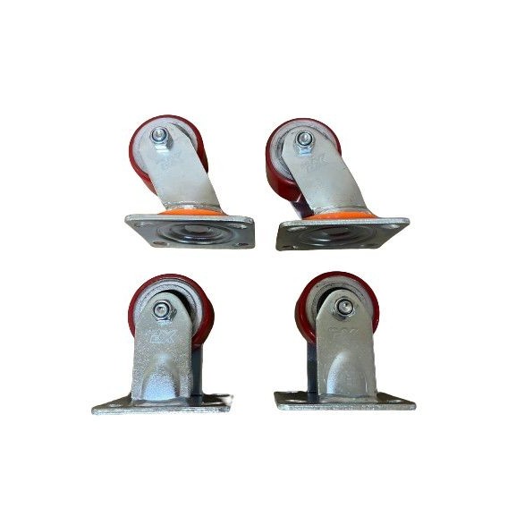 RODA PU MERAH HEAVY DUTY 3 INCH ( 2 HIDUP + 2 MATI )