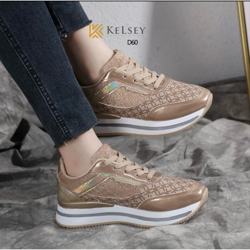Kelsey D60 Gold - Sepatu import wanita sepatu fashion sneakers