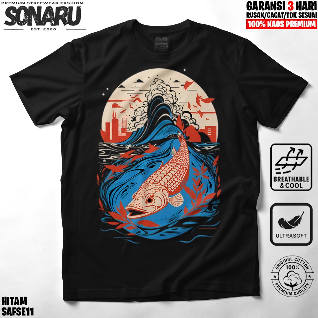 Sonaru Kaos Distro 3D Premium Ikan Jepang Baju Pakaian Pria Wanita Atasan Unisex Cute S M L XL XXL X