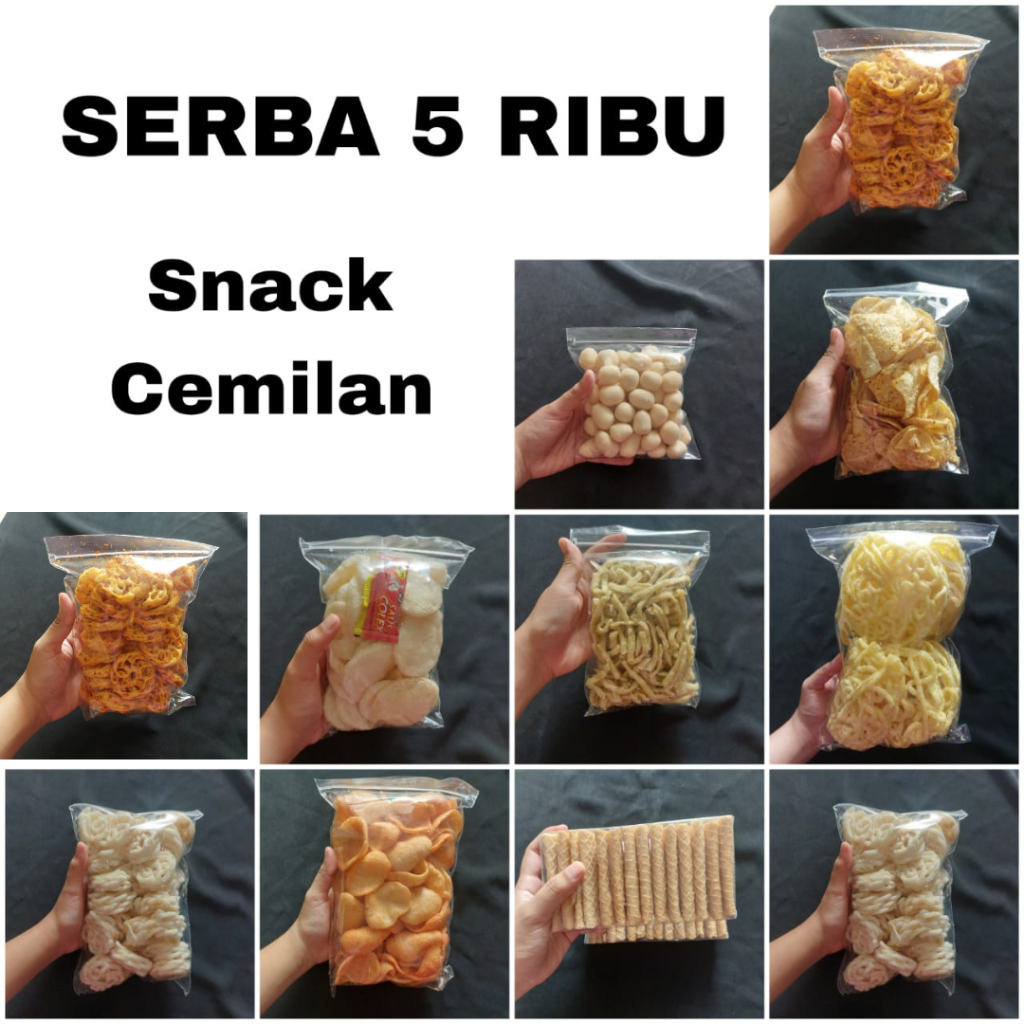 

Snack Cemilan Serba 5 ribu Camilan Makanan Ringan Murah 5 RIBU - Snack Serba 5 Ribu