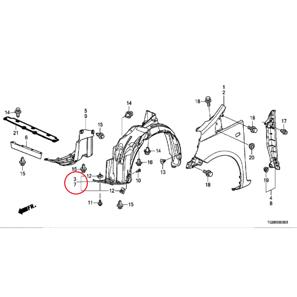 Inner Fender Depan JAZZ GE8 TIPE S 2012-2013