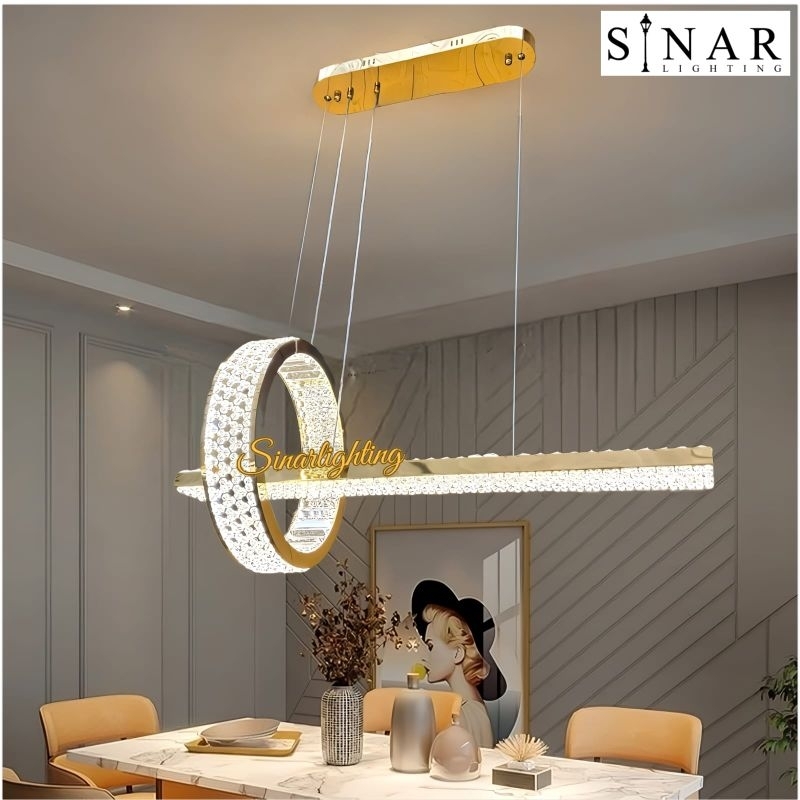 Lampu gantung Minimalis Island Gold LED Panjang 80 cm X8805