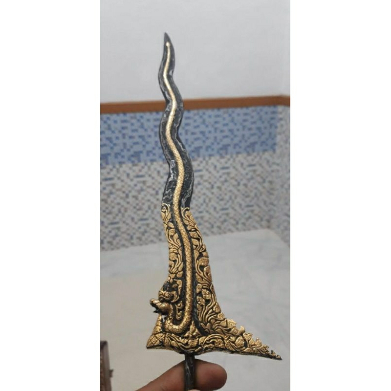 nogo sosro luk 7 kinatah kuningan sepuh emas plus warangka