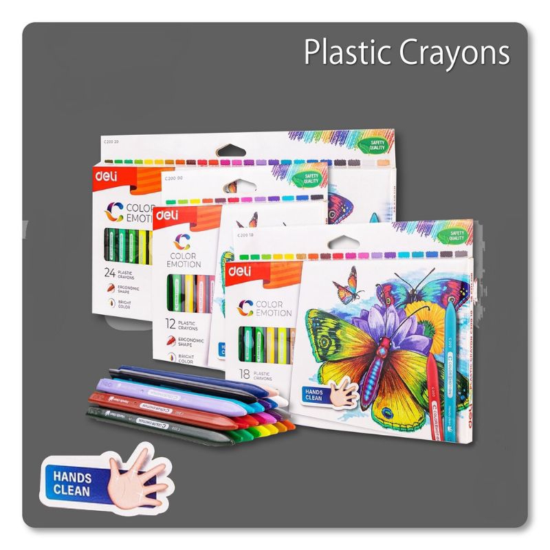 

Deli Krayon Plastic 12/18/24 Warna Cerah Bentuk segitiga ergonomis tidak beracun EC20000/EC20010/EC20020 perlengkapan menggambar perlengkapan sekolah perlengkapan rumah alat tulis kantor ATK terbaru