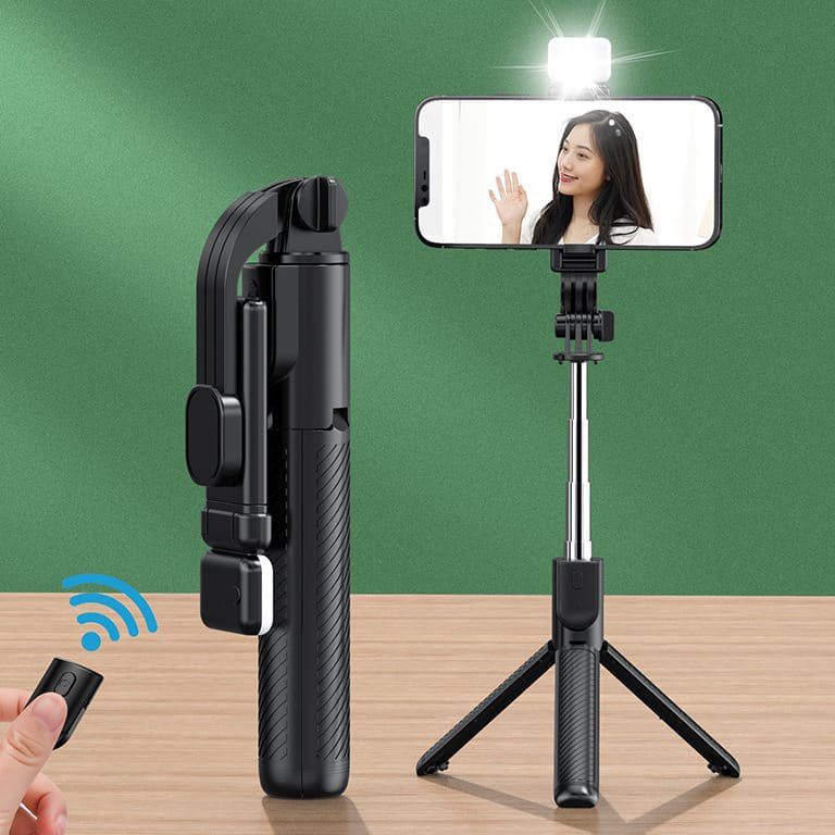 TONGSIS BLUETOOTH R1S LED REMOT SELFIE STICKTRIPOD  LAMPU LED SELFIE