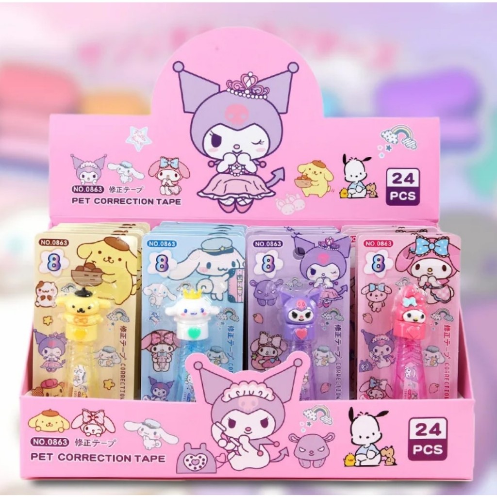 

Correction Tape Sanrio, Pensil Abadi Sanrio, Penghapus sanrio, Gunting Kaktus, Gunting Tutup Sanrio, Sisir Sanrio, Dispenser Selotip sanrio, BT21 Box Pulpen Set, Rautan lucu