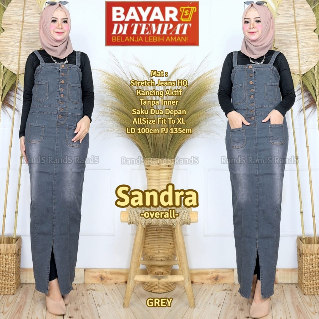 Overall Jumbo Rok Jeans Span Sandra Baju Kodok Jumspuit Jeans Stretch