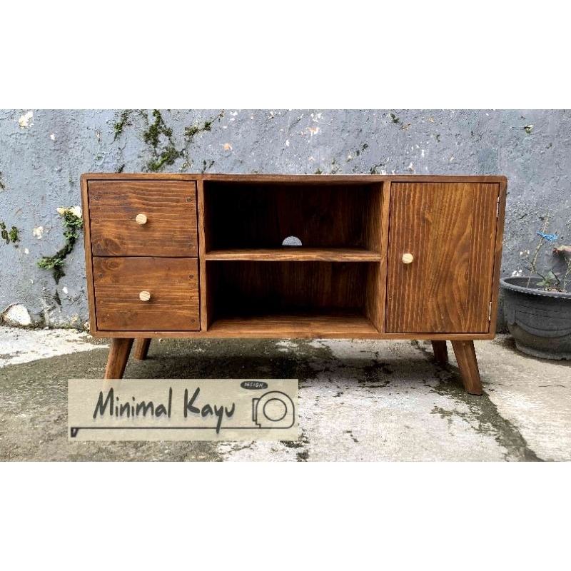 Meja Rak TV Minimalis uk 100x30x55cm Full kayu pinus palet