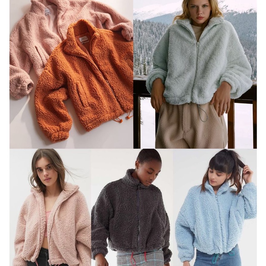 New Stock Urban Outfitters Willow Fuzzy Drawstring Teddy Jacket