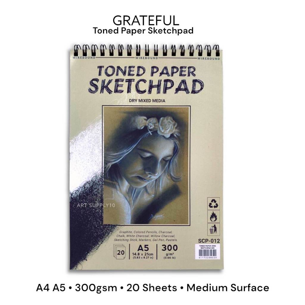

Toned Paper Spiral A5 Sketchpad 300g