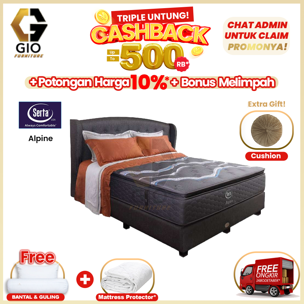 Kasur Serta Alpine / Serta Springbed Alpine (Full Set Mattress + Divan + Headboard + Bonus )