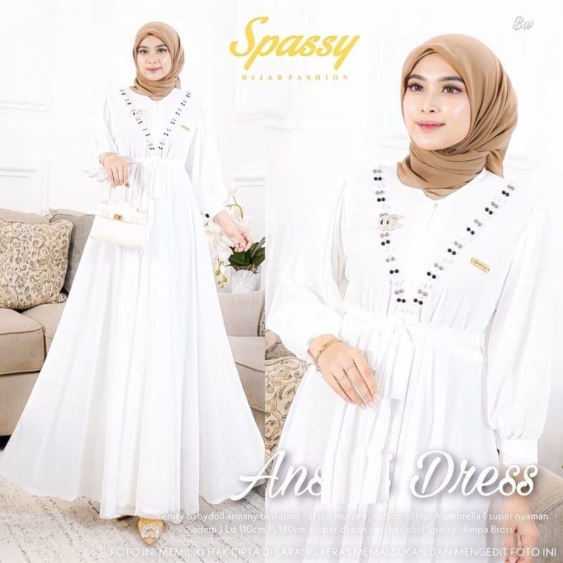 Dres Mutiara Gamis Kajian Ibu Warna Putih Bersih Original Branded Terbaru Lucu 2024