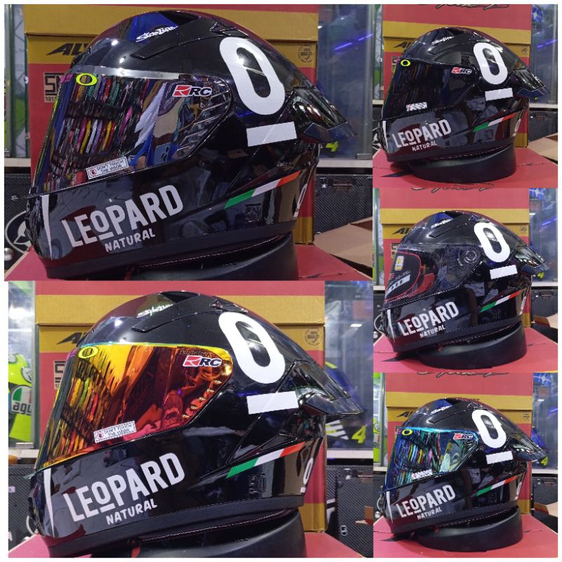 HELM FULL FACE ALV GENESIS SOLID BLACK LEOPARD PAKET GANTENG