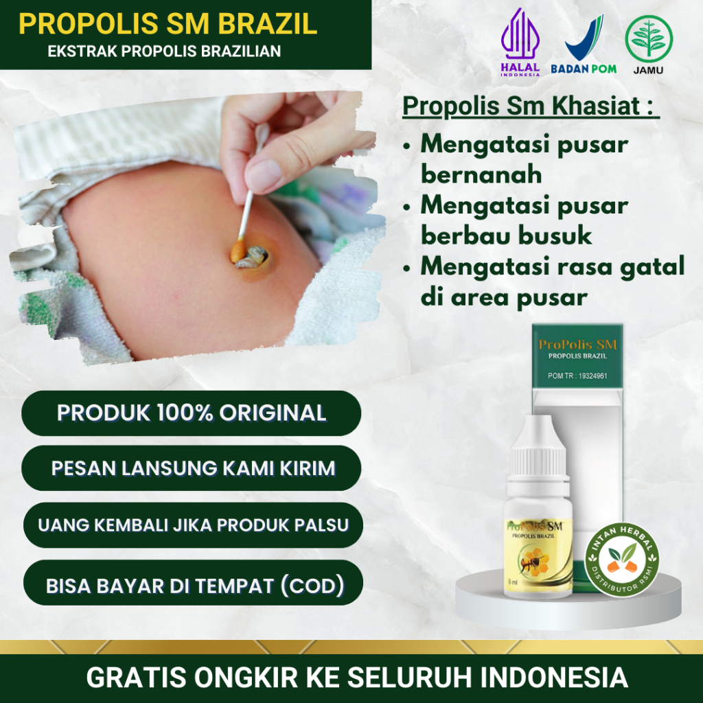 Propolis SM - Obat Tali Pusar Berair, Tali Pusar Bernanah, Infeksi Tali Pusar Bayi, Pusar Bengkak, P