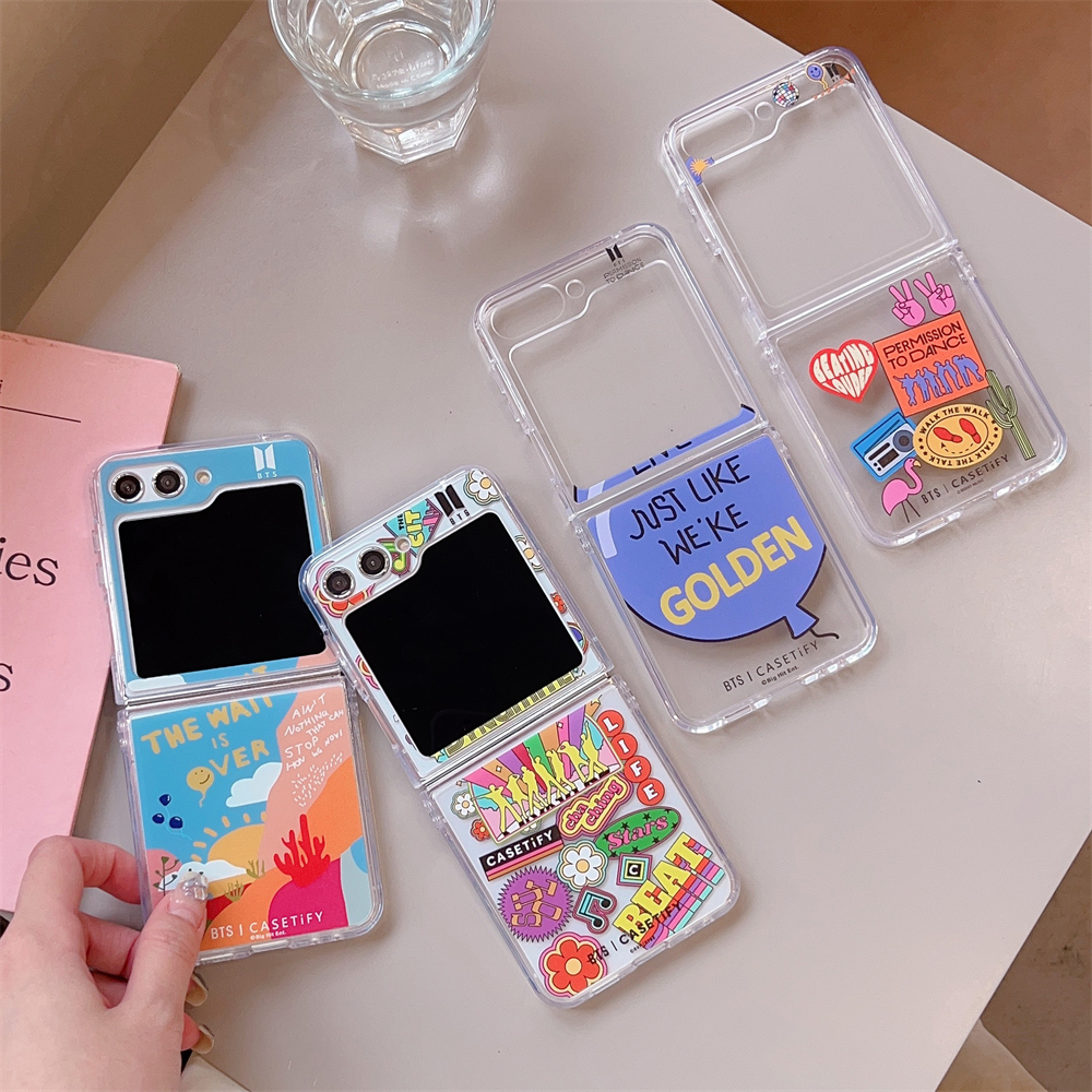 For Samsung Galaxy Z Flip 5 Case BTS Dancing Pattern Case for Samsung Galaxy Z Flip 4 Hard PC Back S