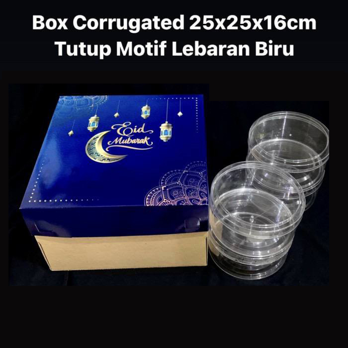

(5 pcs) kardus eid mubarak biru tua dus kue bolu box toples kue kering 500gr isi 4 parcel lebaran idul fitri ukuran 25x25x16cm