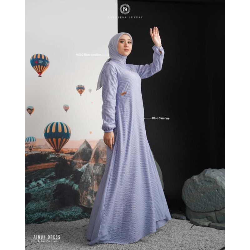 Ainun Dress Nadheera Luxury warna Blue Caroline