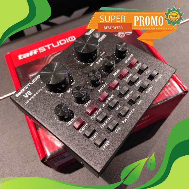 Mixer SoundCard V8 Audio Bluetooth || Alat Portable Karaoke ||Gratis Mic || COD
