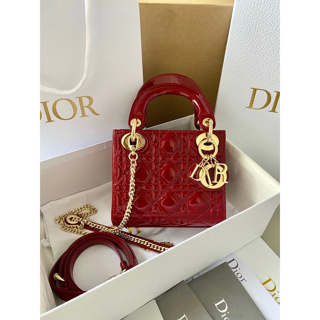 Mini Lady Dior Bag Red Patent GHW