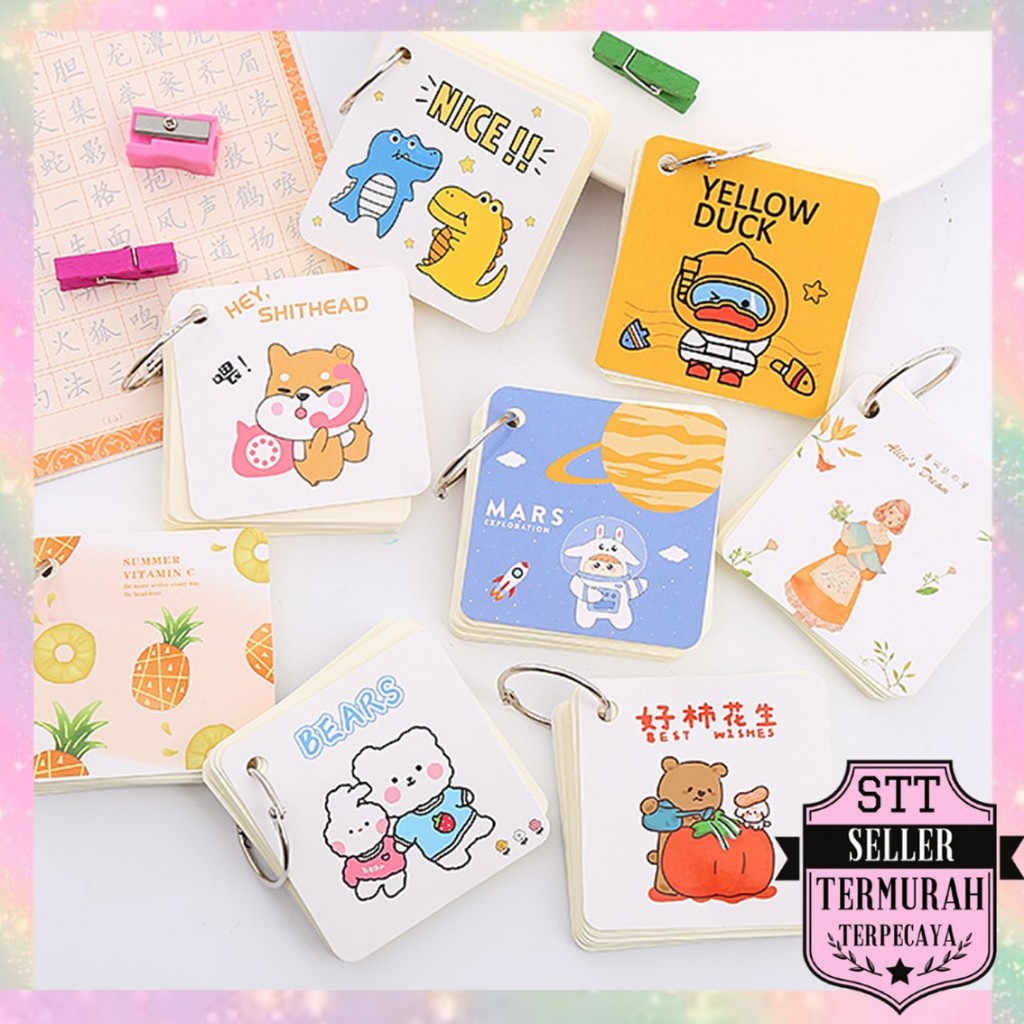 

STT Notebook Ring Mini Isi 80 Lembar Buku Note Gantung Karakter Lucu Sticky Note Lucu Notepad Dengan Gantungan DIY Book 80Lembar Buku Catatan Memo Karakter