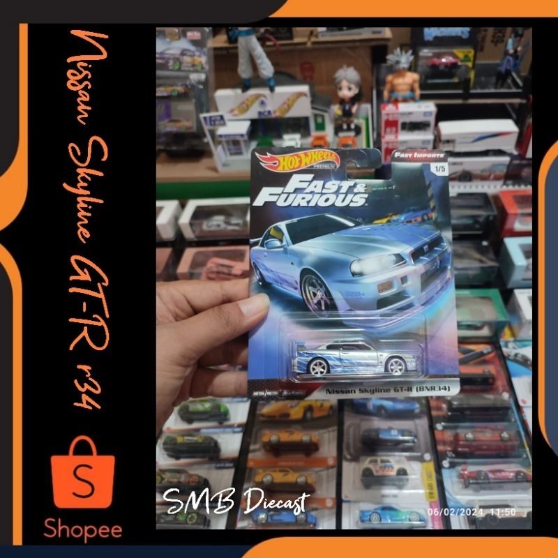 HOT WHEELS NISSAN SKYLINE GT-R R34 FAST & FURIOUS FAST IMPORT (PREMIUM)