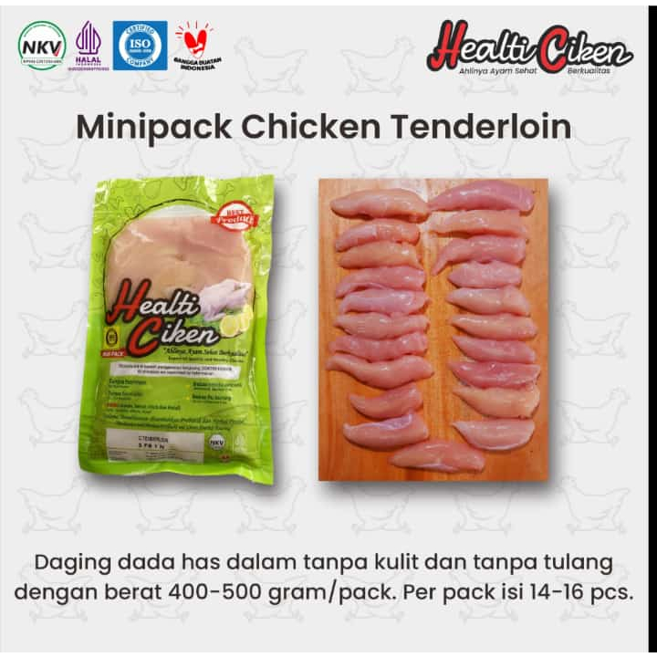 

Minipack Ayam Tenderloin | Ayam + Probiotik & Herbal Produk | Daging Ayam Sehat | Healti Ciken | 0.9 - 1 kg / Pack