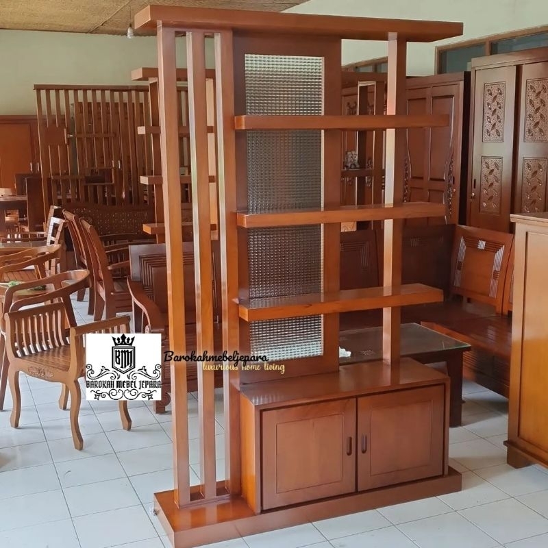 Penyekat ruangan kayu jati minimalis 130cm , pembatas ruangan jati minimalis , penyekat ruangan terb