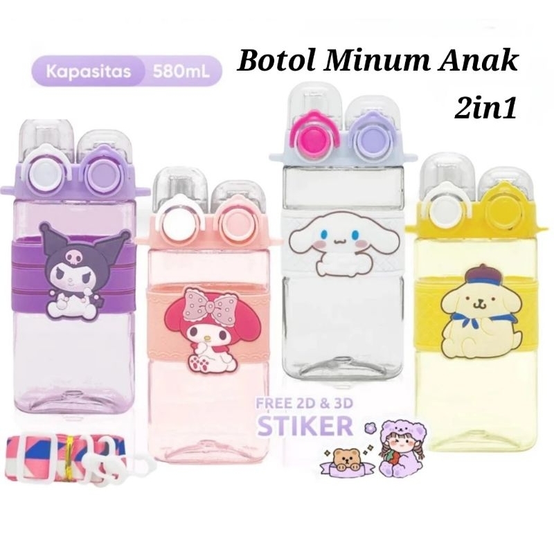 Botol Minum Anak Karakter Sanrio Multifungsi 2in1 Sedot Teguk