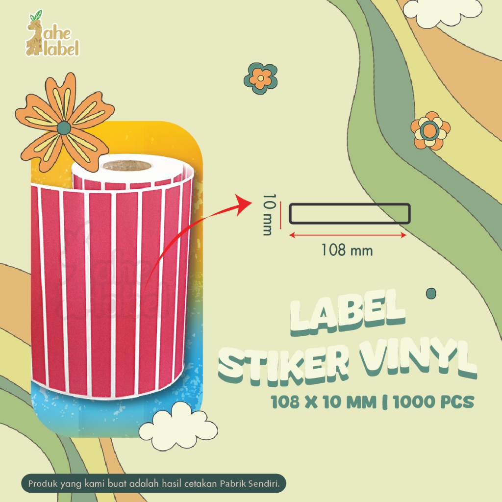 

LABEL STIKER VINYL 108 X10 MM STIKER YUPO 108X10 MM