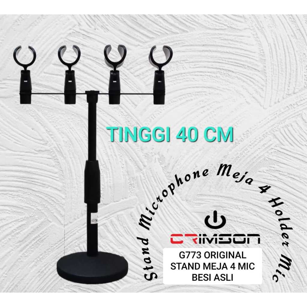 G773 ORIGINAL STAND MIC PENDEK 40 CM MEJA 4 HOLDER BESI ASLI TABLE TIANG TRIPOD TRIPODS 4IN1 CABANG 