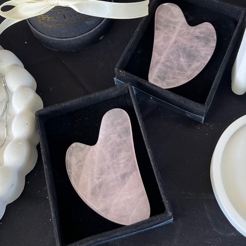 Gua Sha Rose Quartz Stone - Asli Batu Kristal