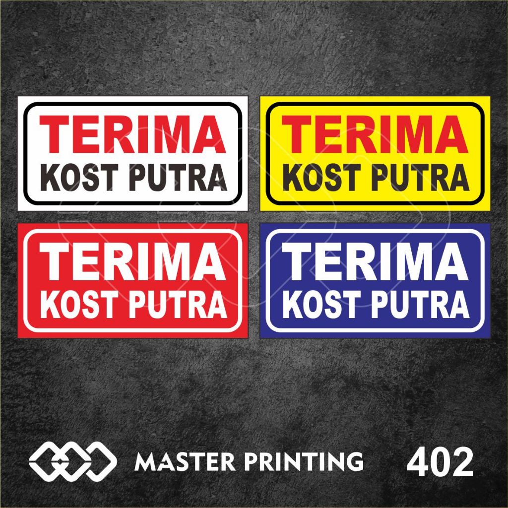 

402 - Stiker Terima Kost Putra, Sticker Vinyl, Premium, Tahan Air, Termurah, dan Bisa Custom