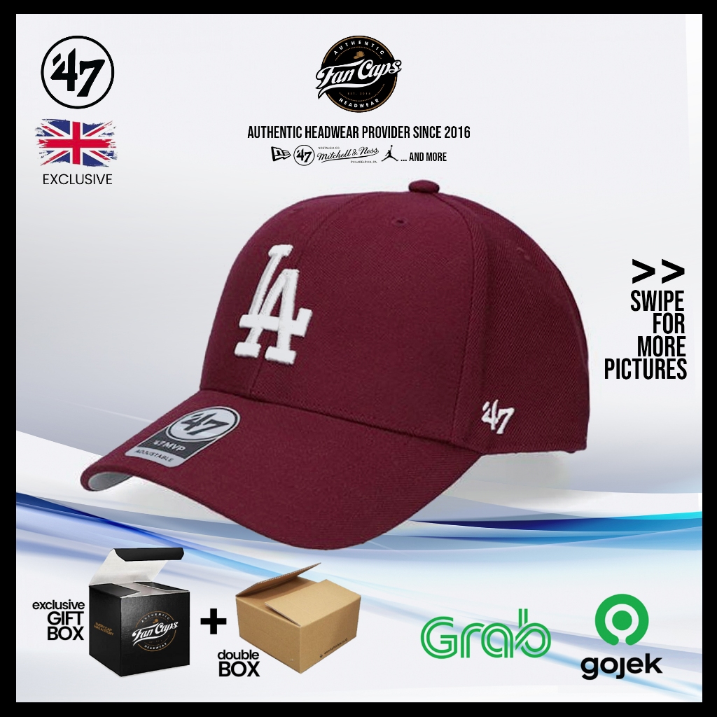 Topi 47 Original MLB Los Angeles Dodgers MVP warna Merah Maroon | FREE GIFT BOX