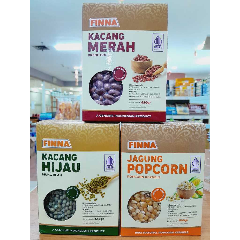 

[HALAL] FINNA Kacang Merah Brene Bone / Fina Kacang Hijau / Popcorn 500gr