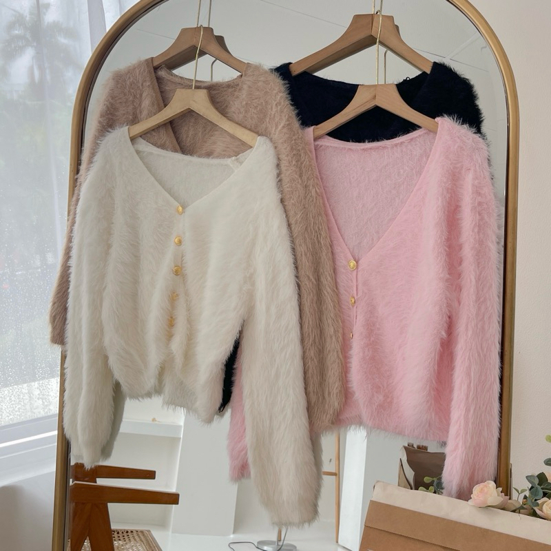 CARDIGAN Rajut Wanita Korea Sweater Wanita Murah Vest Bulu Outer knit cardi