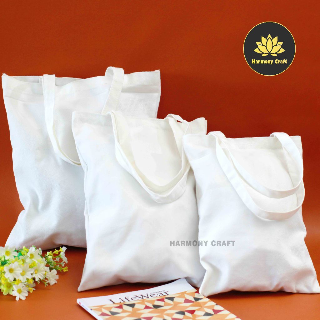 Elisa Canvas Tote bag putih polos tebal