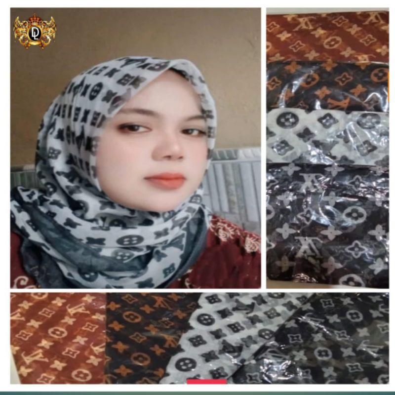 jilbab hijab syar'i 130x130 voal motif premium / kerudung segi empat jumbo sumblim
