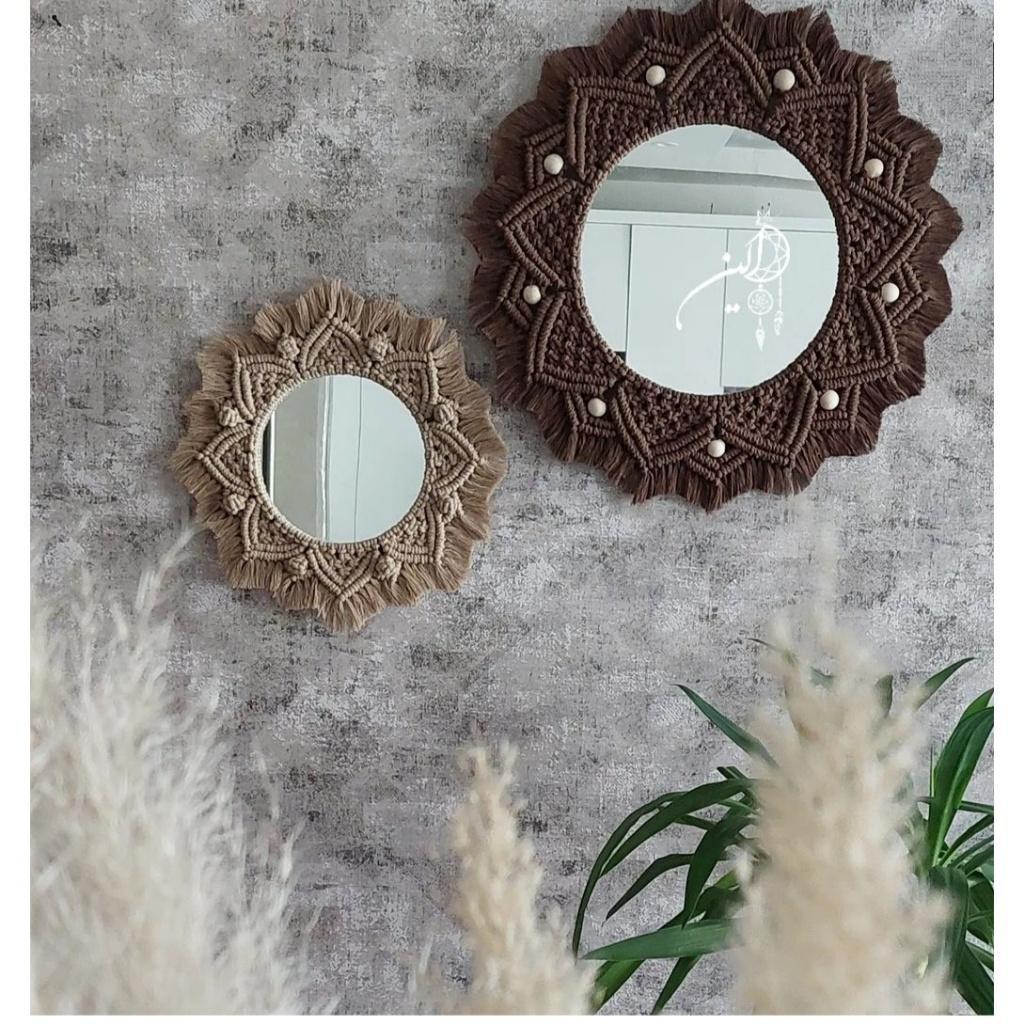 Macrame cermin/ mirror macrameCermin Macrame Oval Mirror vintage Classic Aesthetic Home Decor Wall