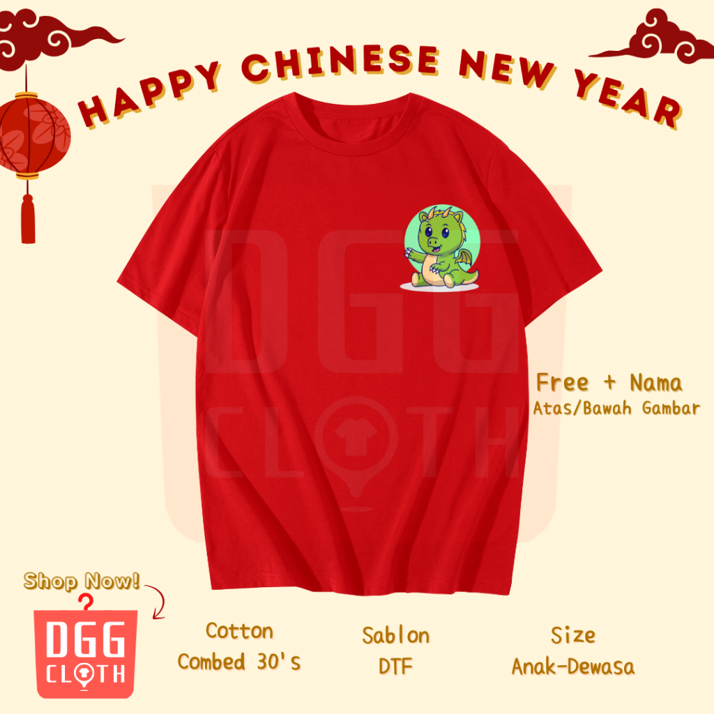 DGGCloth Kaos Imlek Shio Naga Baju Tshirt Logo Imlek Sincia Type 7