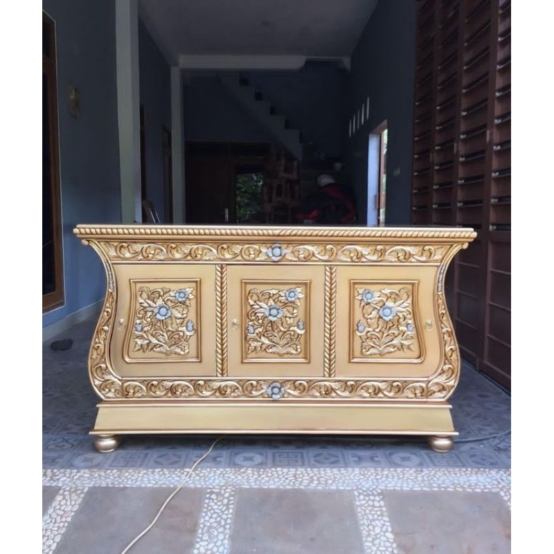 BUFET UKIR KAYU JATI JEPARA/MEJA TV FINESING GLOD EMAS MEWAH