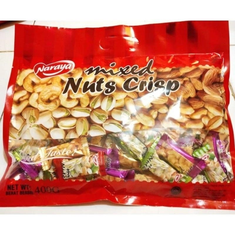 

Mixed Nuts Crips Naraya Permen Kacang Naraya Enting Enting 400Gram Exp 2025