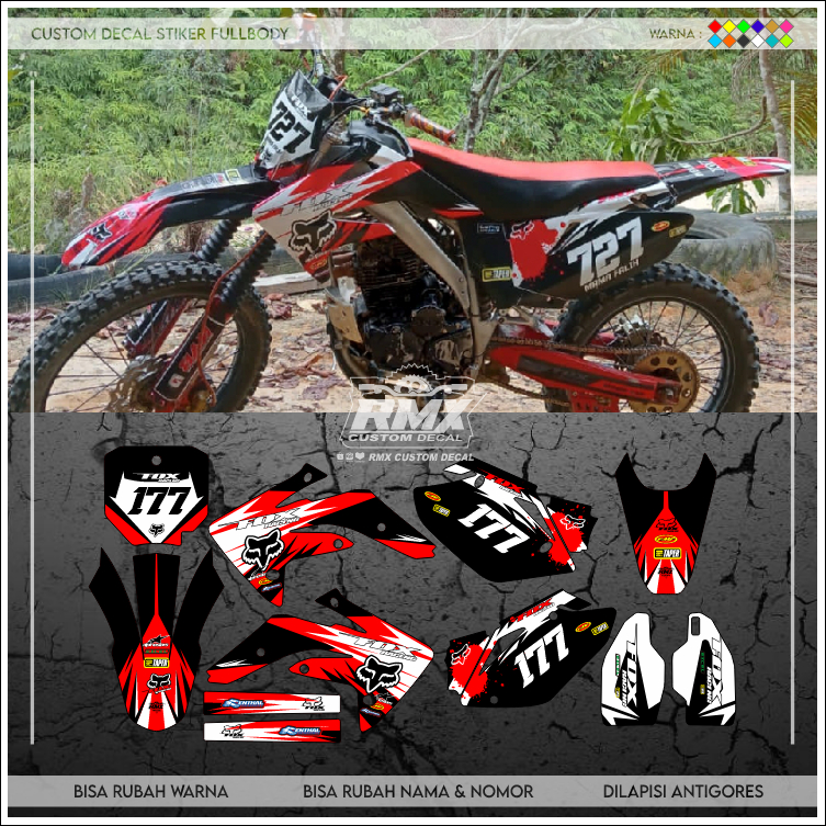 DECAL CRF 150 R FULLBODY (001) DEKAL STIKER CRF 150 LAMA HITAM MERAH, KUNING, HIJAU, BIRU TUA/MUDA, 