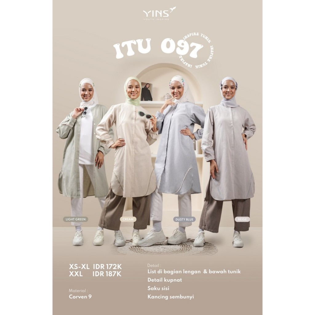 Baju Tunik Kemeja Atasan ITU 097 Inspire Tunik Panjang Polos Remaja