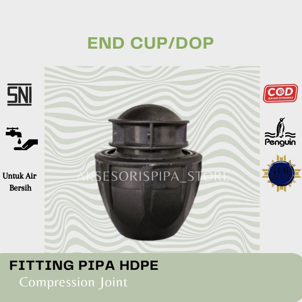 End Cap/Penutup jalur air HDPE 25MM x 25MM (3/4 INCH)