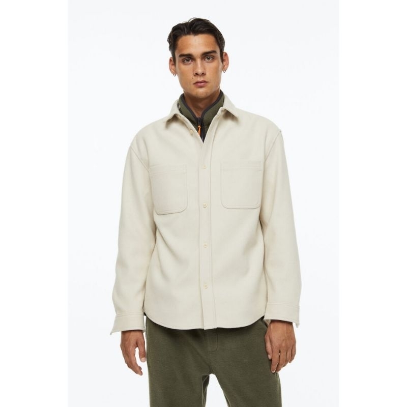 Kemeja Luaran H&M Relaxed Fit Fleece Overshirt Jacket HnM New Original