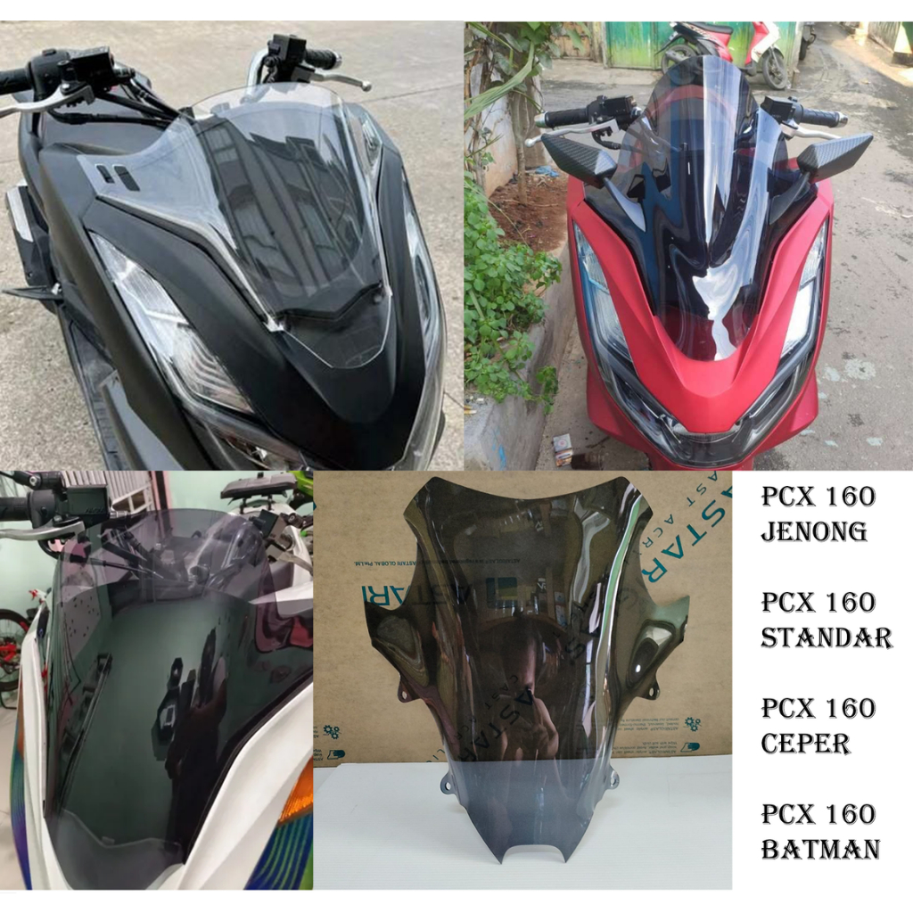 Visor / Windshield PCX 160 3 Mili Model Jenong, Standar, Ceper, Batman